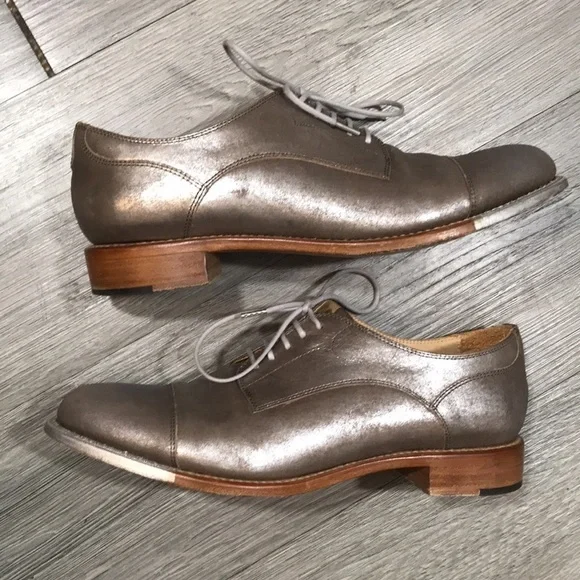 The Office of Angela Scott Ms. Baker Oxfords in Silver Overlay Tan Leather